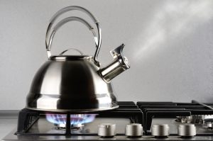 water boiling on a stove